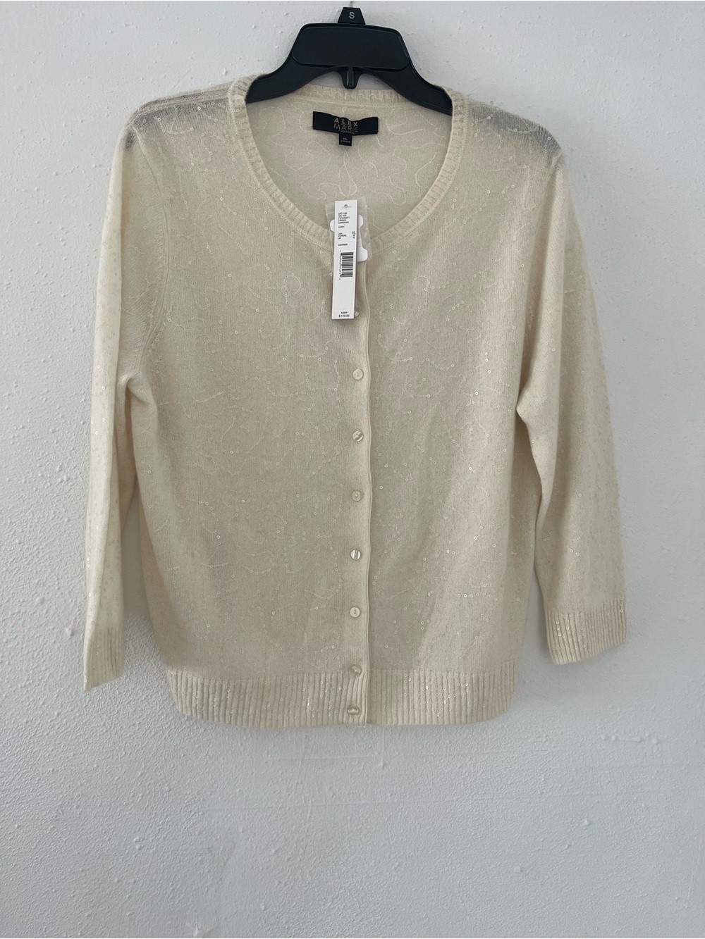 Alex Marie Ivory Shimmer Button-Front Cardigan
